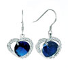 Sep Birthstone Sapphire Blue Crystal Heart Dangle Earrings