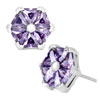 Feb Birthstone Amethyst Purple Crystal Flower Stud Earrings