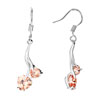 Silver Tone Nov Birthstone Topaz Yellow Crystal Double Hearts Dangle Love ...