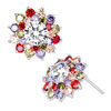 Multi Color Crystal Flower Floral Stud Earrings