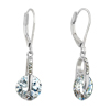 April White Clear Circle Crystal Dangle Sterling Silver Earrings