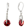 July Red Circle Crystal Dangle Sterling Silver Earrings