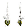 May Green And White Clear Leaf Crystal Earrings