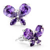 February Birthstone Tanzanite Crystal Butterfly Sterling Silver Stud Earri...