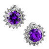Shining Sunflower With February Birthstone Purple Crystal Stud Earrings