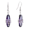 Purple February Birthstone Crystal Oval And Triple Circle Dangle Earrings