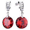 July Red Birthstone Olive Leaf With Crystal Earrings