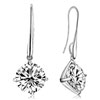 Apr Birthstone Clear White Crystal Diamond Accent Flower Dangle Earrings