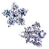 April Birthstone Clear White Crystal Diamond Accent Flower Stud Earrings