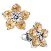 Topaz November Birthstone Crystal Flower Stud Earrings