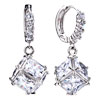 Clear Square Shape Crystal Earrings