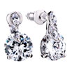 April Birthstone Clear Round And Leaf Crystal Stud Earrings