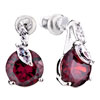 July Birthstone Light Siam Crystal Round And Clear Crystal Leaf Stud Earri...