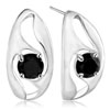 Petal With Black Rhinestone Crystal Stud Earrings