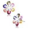 Colorful Crystal Snowflake Like Flower Stud Earrings