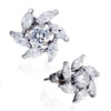 Classic Whirlwind Flower With April Birthstone Clear Crystal Stud Earrings