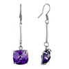 Purple February Birthstone Crystal Dangle Earrings