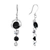 White April Birthstone And Black Crystal Dangle Earrings
