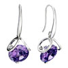 Double Rings Embedded With Purple February Birthstone Crystal Dangle Earri...