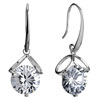 Double Rings With April Birthstone Clear Crystal Round Dangle Earrings