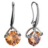 Double Rings With November Birthstone Citrine Topaz Crystal Round Dangle E...