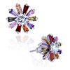 Colorful Rhinestone Crystal Floral Stud Earrings