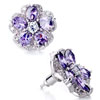 Flower With February Birthstone Purple Crystal Stud Earrings