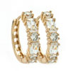 18K Gold Plated Clear White Crystal Hoops Earrings