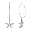 Pugster Hoop Dangle White April Birthstone Swarovski Crystal Flower Dangle Earrings
