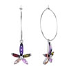 Pugster Hoop Dangle Colorful Swarovski Crystal Flower Dangle Earrings