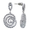 Heart And Swirl Round With White April Birthstone Crystal Dangle Earrings