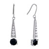 Pugster Triangle With Detailed Crystal Dangle Black Swarovski Crystal Round Dangle Earrings