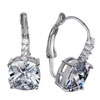 Pugster Classic White April Birthstone Swarovski Crystal Square Earrings Hoop