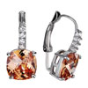 Pugster Classic November Birthstone Topaz Swarovski Crystal Square Earrings Hoop