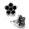 Pugster Black Rhinestone Crystal Flower Stud Earrings
