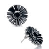 Pugster Black Swarovski Rhinestone Crystal Flower Stud Earrings