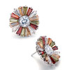 Pugster Colorful Swarovski Rhinestone Crystal Flower Stud Earrings