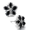 Black Rhinestone Crystal Diamond Accent Flower Stud Earrings