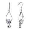 Fine April Birthstone Teardrop Frame Dangle Clear Crystal Earrings