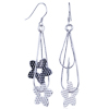 Flowers Set In The  Ring  Shape Earrings Sterling Silver