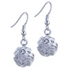  Silver  String Ball Earrings