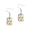 Silver Foil Yellow  Flower  Dichroic Glass  Earrings 