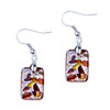 Silver Foil Red  Flower  Dichroic Glass  Earrings 