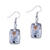 Silver Foil Gray  Flower  Dichroic Glass  Earrings 