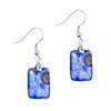 Silver Foil Blue  Flower  Dichroic Glass  Earrings 