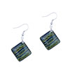 Green Stripe Dichroic Glass Earrings