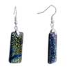 Earrings - Rectangle With Blue Pattern Murano Glass Dangle Earrings