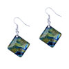 Blue And Yellow Cloud Dichroic Glass Earrings