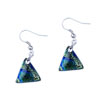 Peacock Blue Triangular Dichroic Glass Earrings