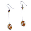 Silver Intricate Line Amber Ball Earrings